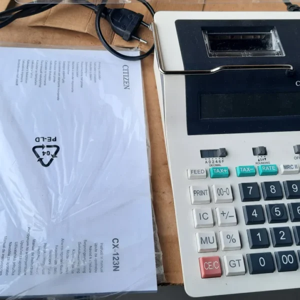 Печатающий калькулятор CITIZEN CX-123N с клавиатурой, принтером и руководством пользователя
